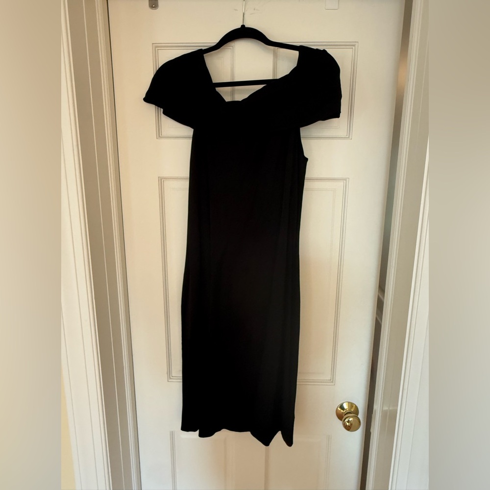 Club Monaco Sheath Dress Black Off The Shoulder Knit